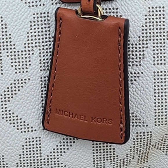 Michael Kors Vintage Canvas Coated Leather RARE Embossed Tag&MK LOCK SUPER EUC - Picture 3 of 6